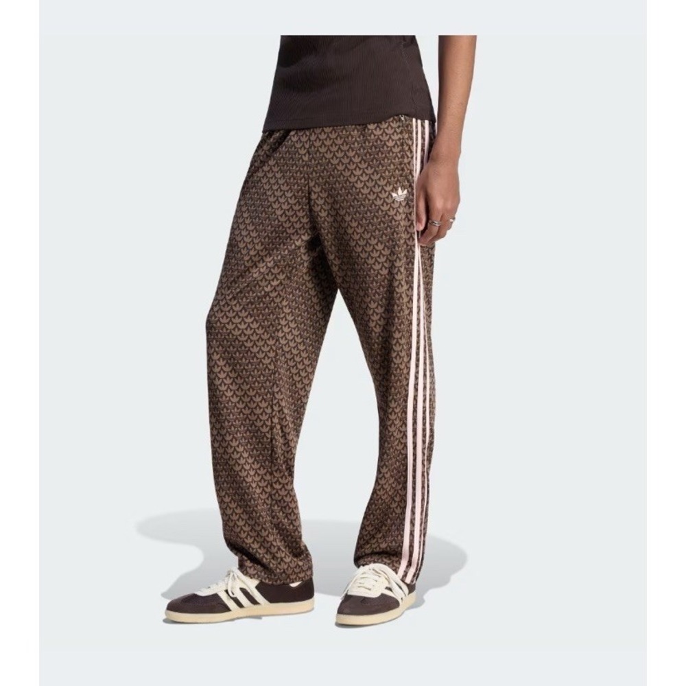Adidas Originals Firebird Track Pants L NWT Brown Monogram Loose Logo Streetwear